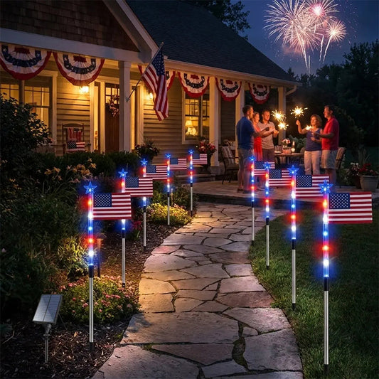 ✨LIMITED TIME 50% OFF! 🌙 Outdoor Solar Flag Stake Lights – Auto On/Off, Weatherproof, Patriotic ✨