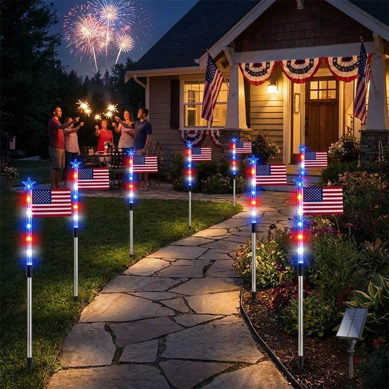 ✨LIMITED TIME 50% OFF! 🌙 Outdoor Solar Flag Stake Lights – Auto On/Off, Weatherproof, Patriotic ✨