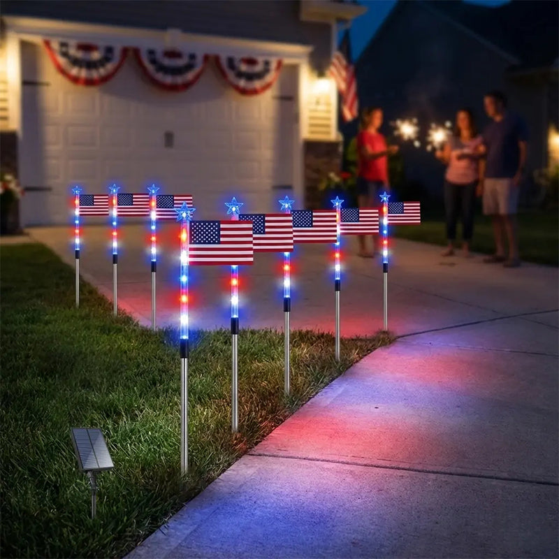✨LIMITED TIME 50% OFF! 🌙 Outdoor Solar Flag Stake Lights – Auto On/Off, Weatherproof, Patriotic ✨