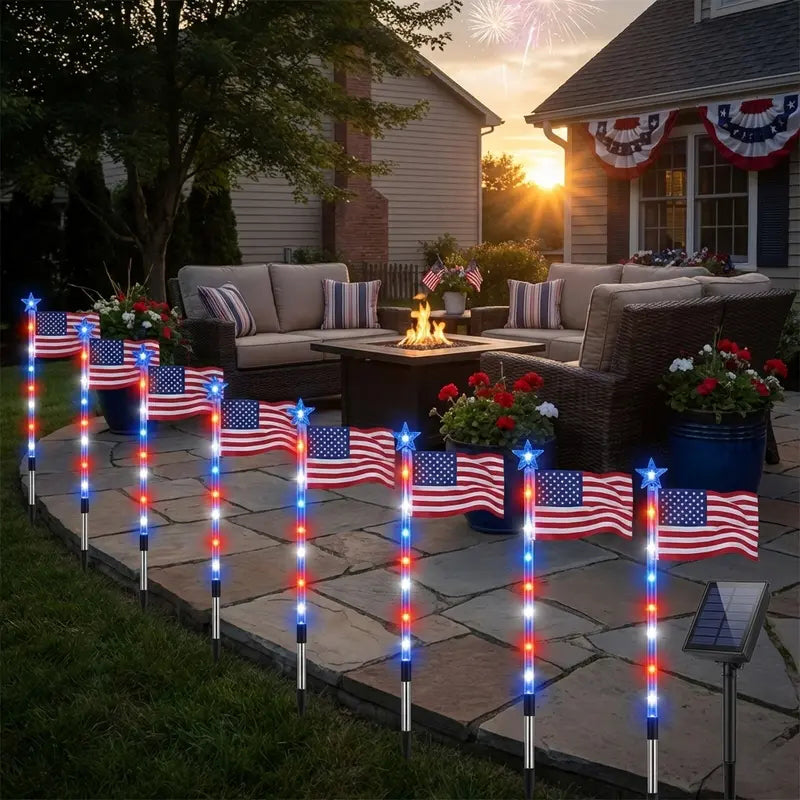✨LIMITED TIME 50% OFF! 🌙 Outdoor Solar Flag Stake Lights – Auto On/Off, Weatherproof, Patriotic ✨