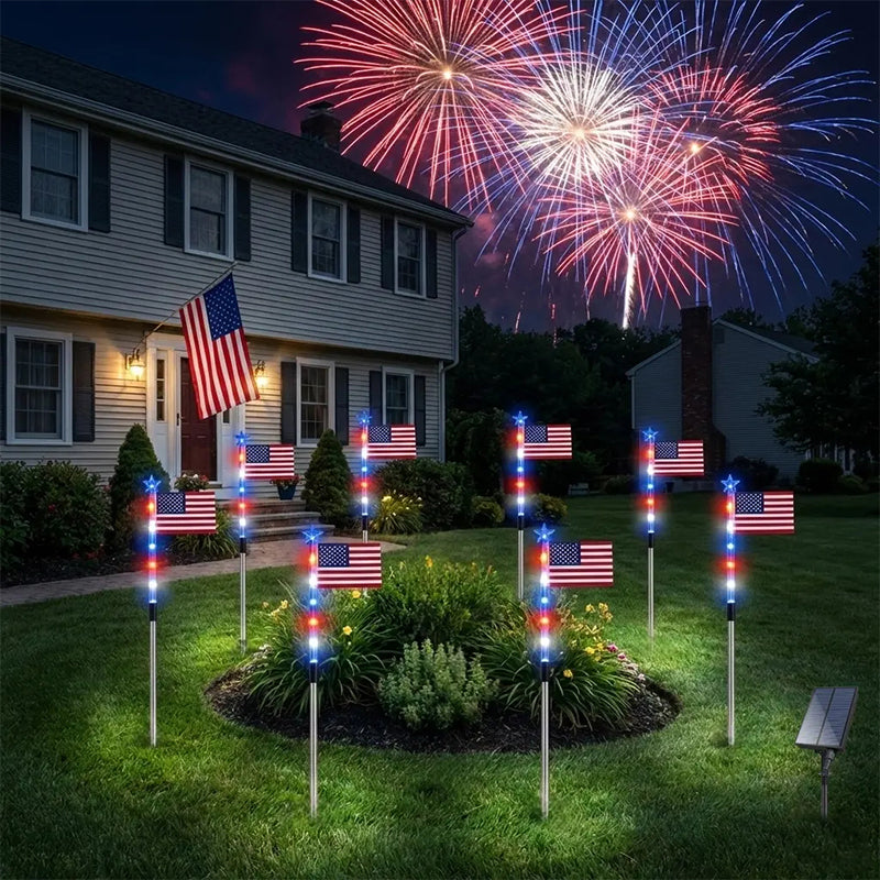 ✨LIMITED TIME 50% OFF! 🌙 Outdoor Solar Flag Stake Lights – Auto On/Off, Weatherproof, Patriotic ✨