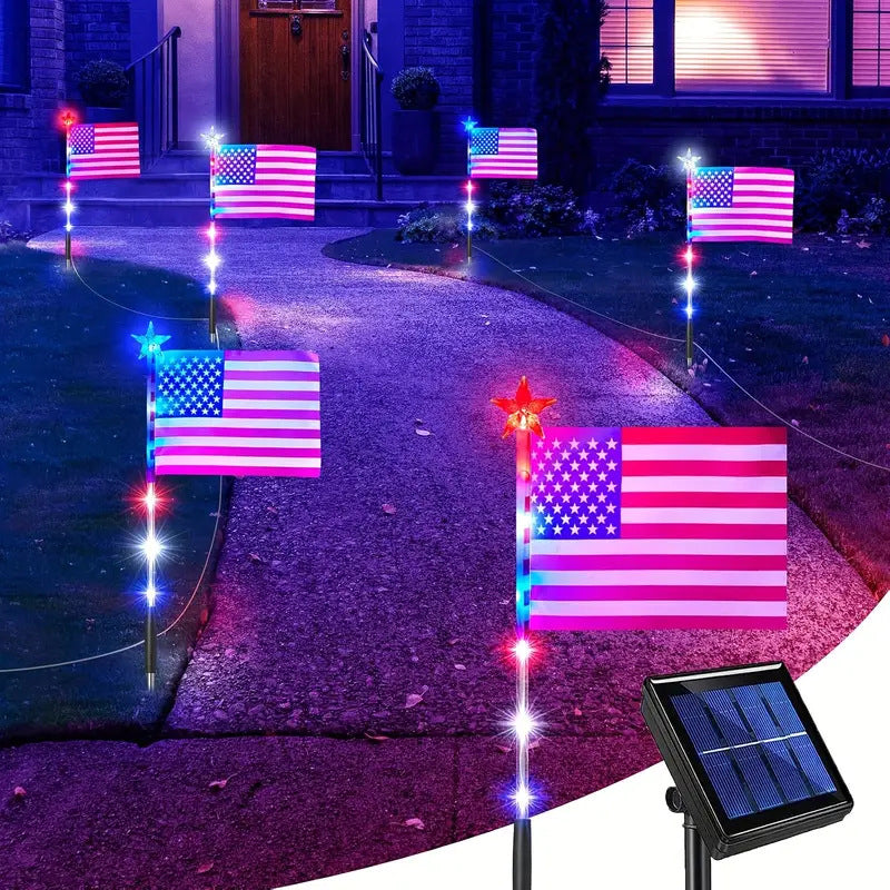 ✨LIMITED TIME 50% OFF! 🌙 Outdoor Solar Flag Stake Lights – Auto On/Off, Weatherproof, Patriotic ✨
