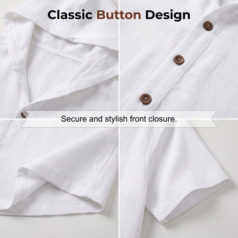 Men's Casual Short Sleeve Hoodie Shirt