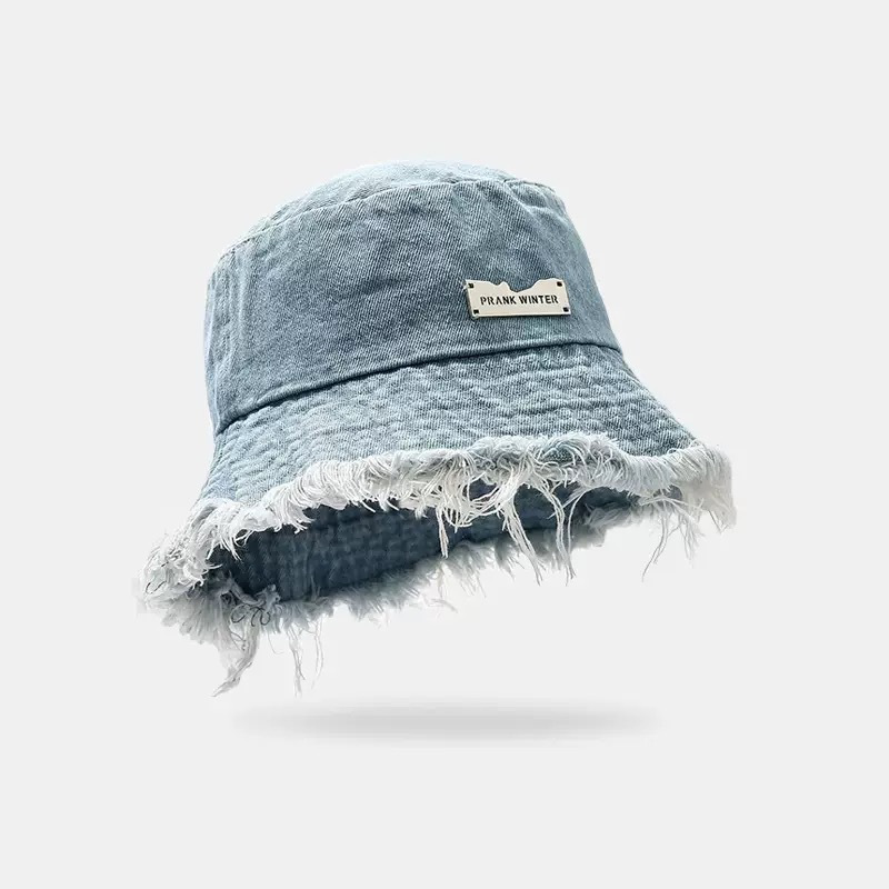 Stylish Layered Fray Denim Sun Protection Hat