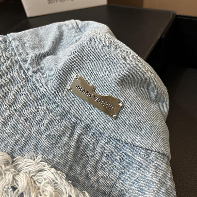 Stylish Layered Fray Denim Sun Protection Hat