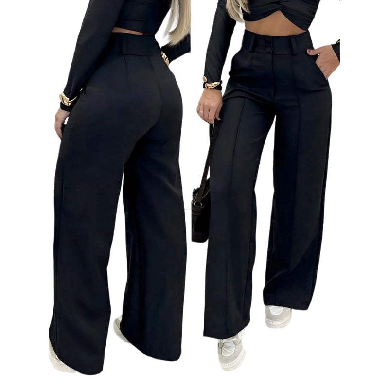 👖 LIMITED-TIME 50% OFF! ✨ Women's High-Waist Wide-Leg Trousers – Flowing, Side Pockets, Versatile 🌟