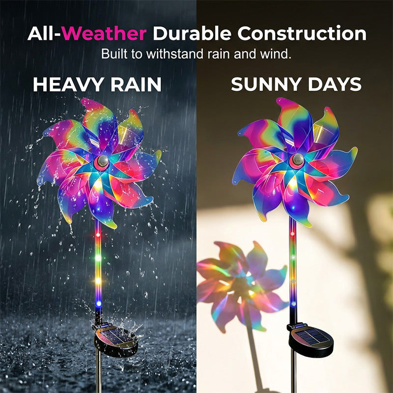 🌈Solar Powered Rainbow Pinwheel Garden Light