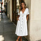 👗Effortless Summer Chic – Women's Summer V-Neck Button-Down Dress☀️