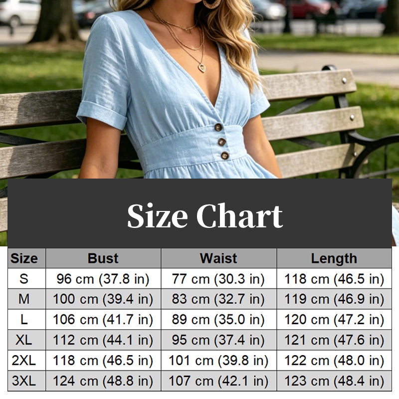 👗Effortless Summer Chic – Women's Summer V-Neck Button-Down Dress☀️