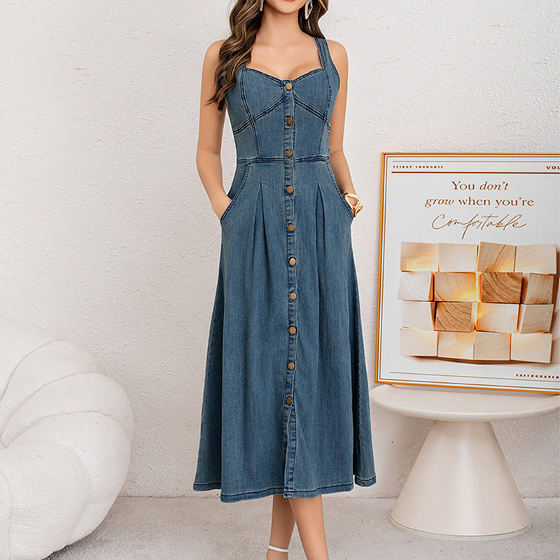 🎁2026 New Arrivals 50% OFF💥Women's Button-Front Denim Dress