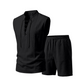 🧵 LIMITED-TIME ✨ Men's Linen Sleeveless Set – Top & Shorts, Lace-Up, 7 Colors ☀️