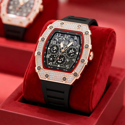 ⌚ LIMITED-TIME 50% OFF! ✨ Luxury Men's Tonneau-Shaped Watch – Rhinestone, Sleek, Bold 🪩
