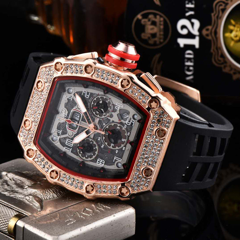 ⌚ LIMITED-TIME 50% OFF! ✨ Luxury Men's Tonneau-Shaped Watch – Rhinestone, Sleek, Bold 🪩