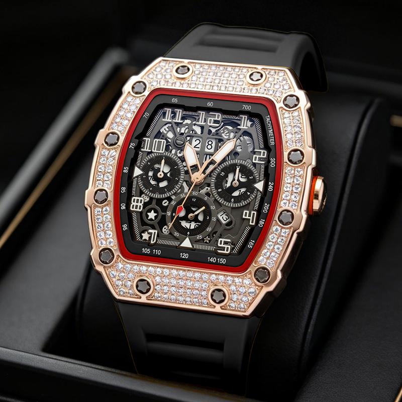 ⌚ LIMITED-TIME 50% OFF! ✨ Luxury Men's Tonneau-Shaped Watch – Rhinestone, Sleek, Bold 🪩