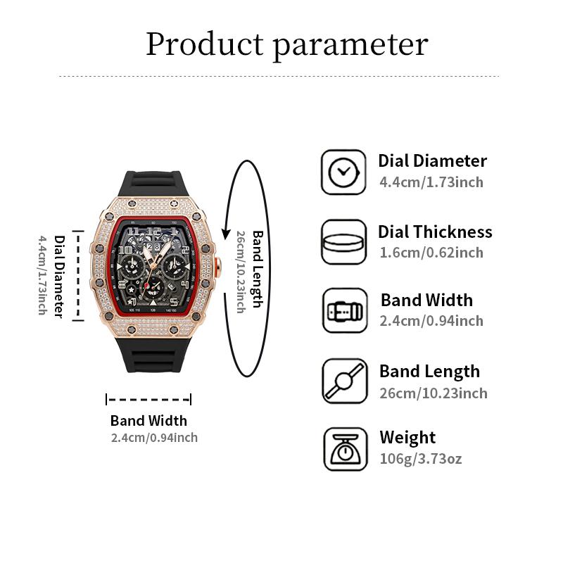 ⌚ LIMITED-TIME 50% OFF! ✨ Luxury Men's Tonneau-Shaped Watch – Rhinestone, Sleek, Bold 🪩