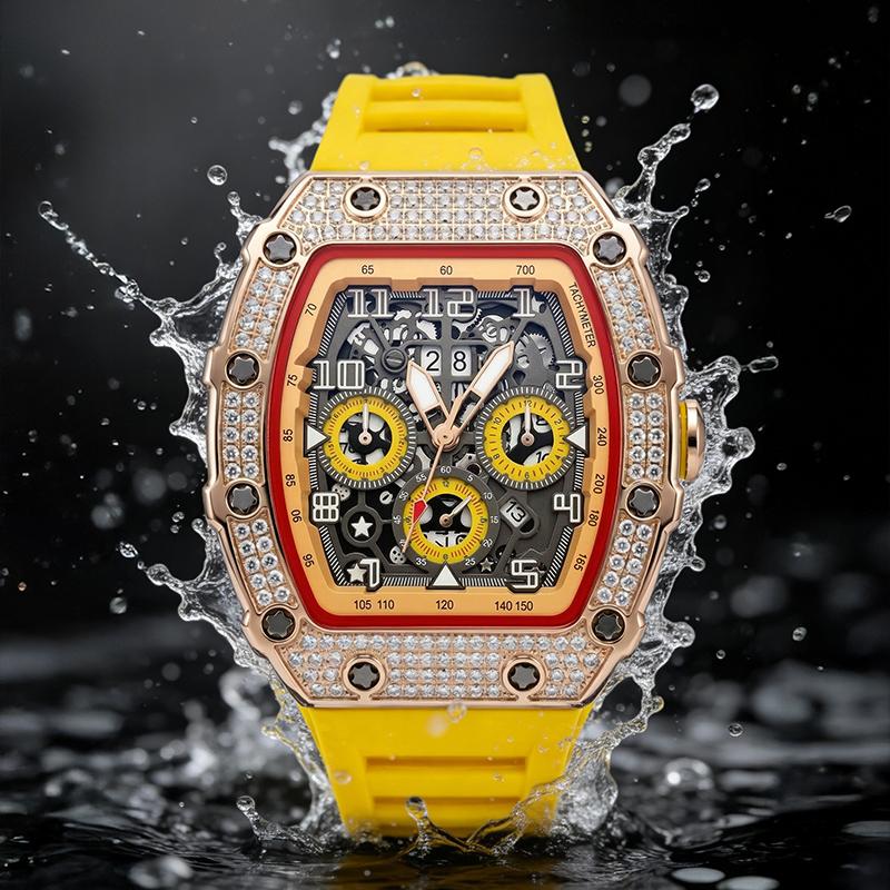 ⌚ LIMITED-TIME 50% OFF! ✨ Luxury Men's Tonneau-Shaped Watch – Rhinestone, Sleek, Bold 🪩