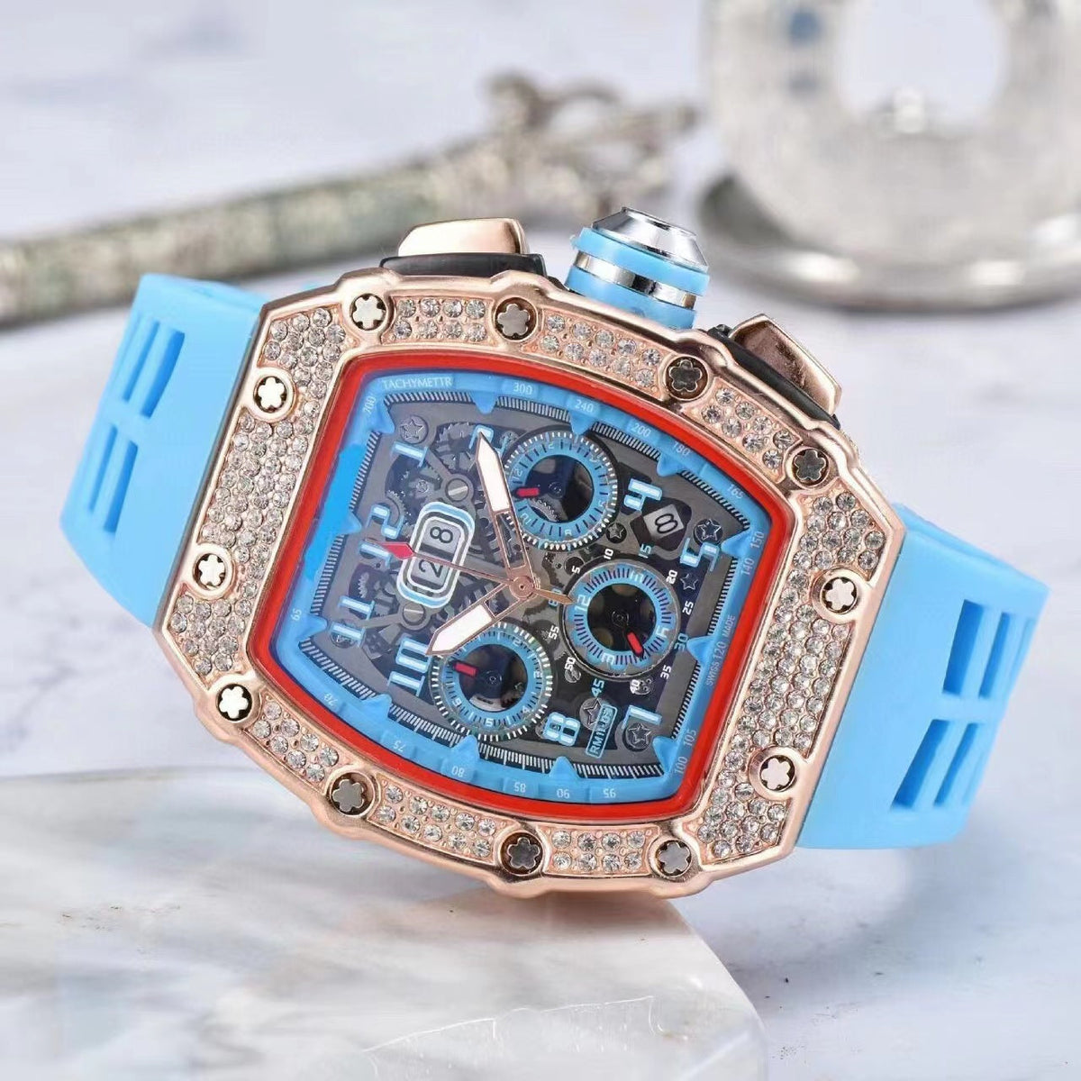 ⌚ LIMITED-TIME 50% OFF! ✨ Luxury Men's Tonneau-Shaped Watch – Rhinestone, Sleek, Bold 🪩