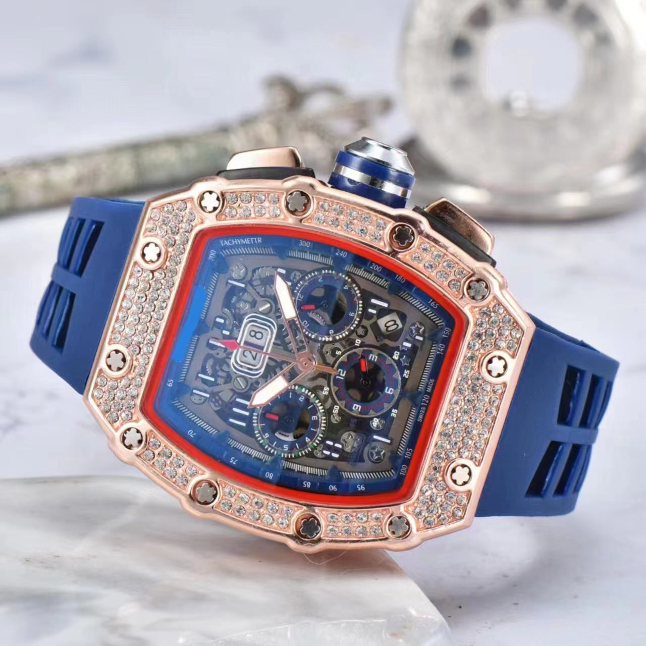 ⌚ LIMITED-TIME 50% OFF! ✨ Luxury Men's Tonneau-Shaped Watch – Rhinestone, Sleek, Bold 🪩