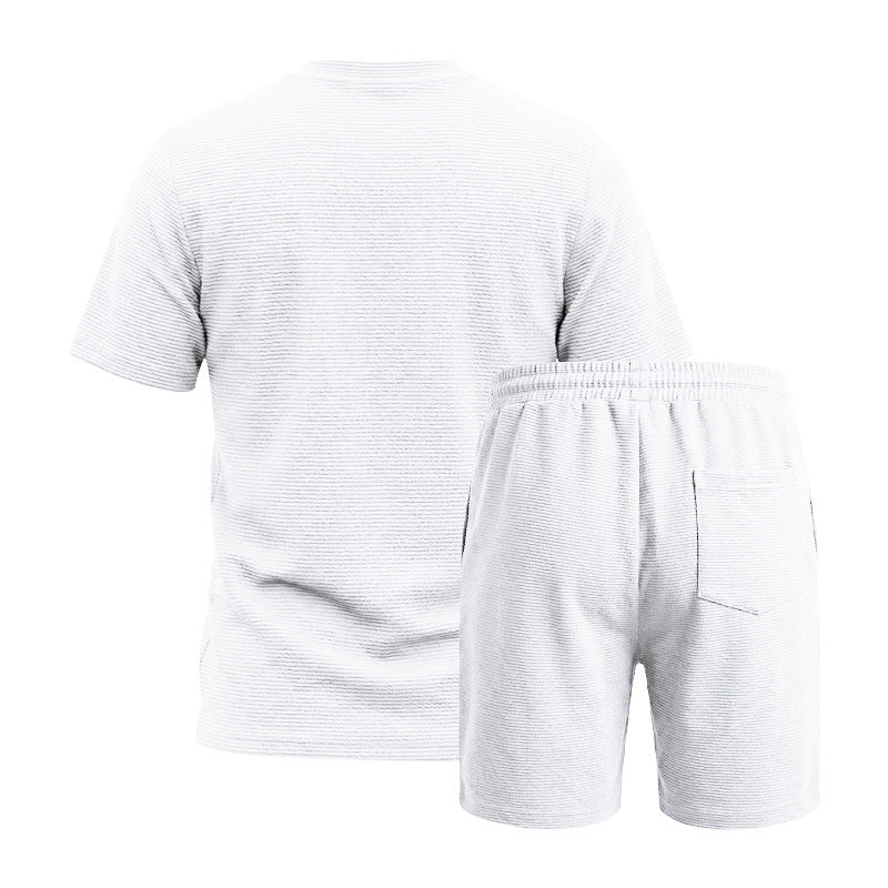 Men’s Solid Color Short Sleeve Crewneck Outfit