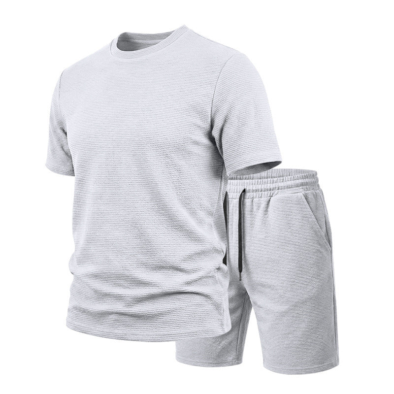 Men’s Solid Color Short Sleeve Crewneck Outfit