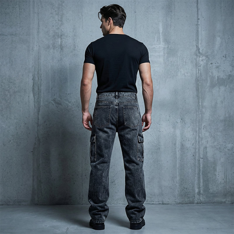👖 LIMITED-TIME 50% OFF! ✨ Men's Baggy Cargo Jeans – Vintage Wash, Relaxed, Multi-Pocket 🎸