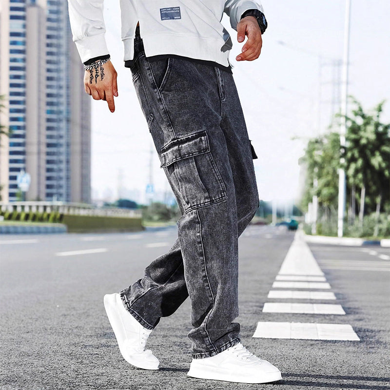 👖 LIMITED-TIME 50% OFF! ✨ Men's Baggy Cargo Jeans – Vintage Wash, Relaxed, Multi-Pocket 🎸