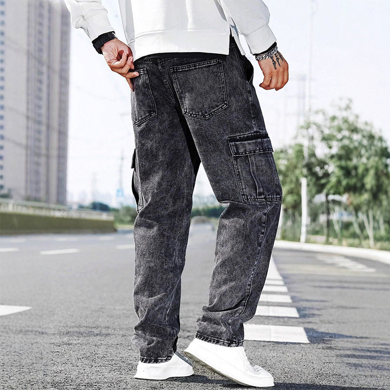 👖 LIMITED-TIME 50% OFF! ✨ Men's Baggy Cargo Jeans – Vintage Wash, Relaxed, Multi-Pocket 🎸