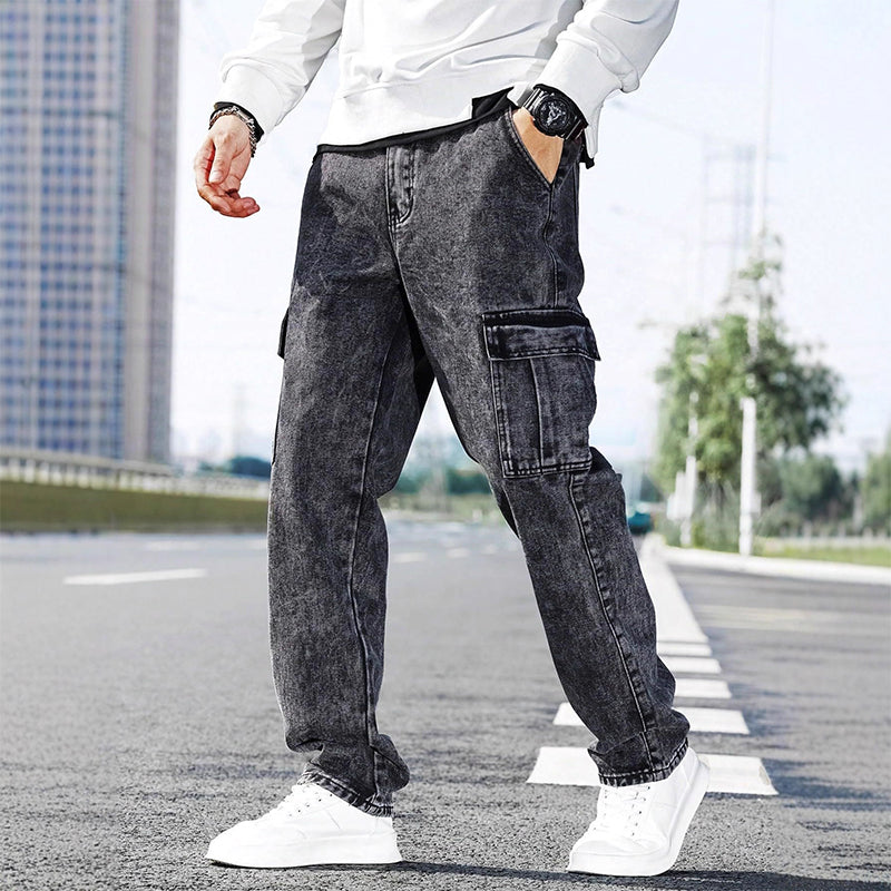 👖 LIMITED-TIME 50% OFF! ✨ Men's Baggy Cargo Jeans – Vintage Wash, Relaxed, Multi-Pocket 🎸