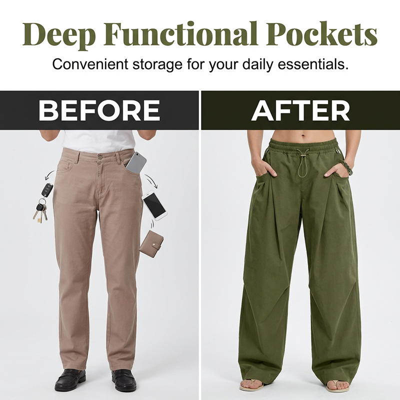 ⏳50% OFF⏰Voluminous Lantern Trousers – Pleated, Drawstring Waist, Pockets 🍁