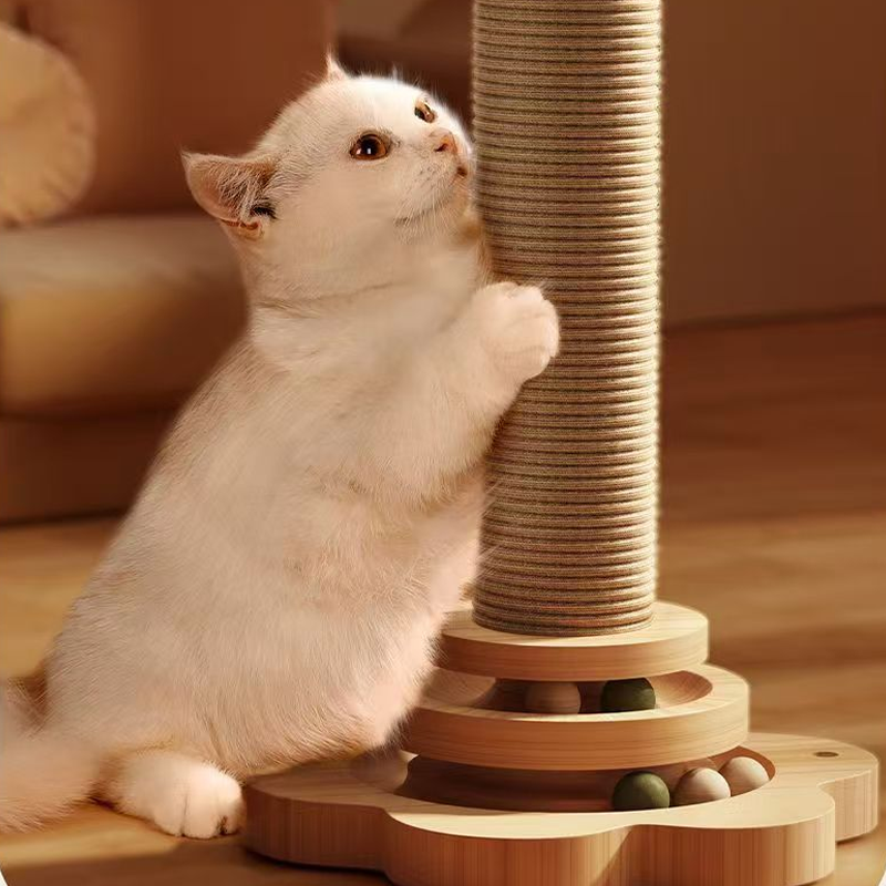 🐾 2026 Sale — Over 13,900 Sold! 🐱 Multifunctional Cat Activity Center with Scratcher and Toys – Sisal Post, Ball Track & Feather Toy 🎯