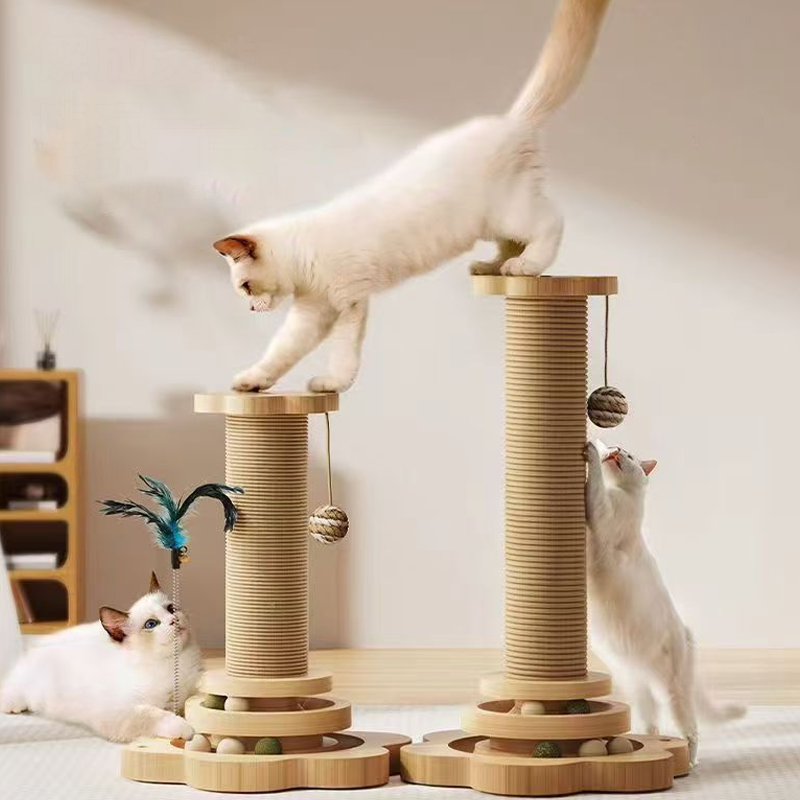 🐾 2026 Sale — Over 13,900 Sold! 🐱 Multifunctional Cat Activity Center with Scratcher and Toys – Sisal Post, Ball Track & Feather Toy 🎯