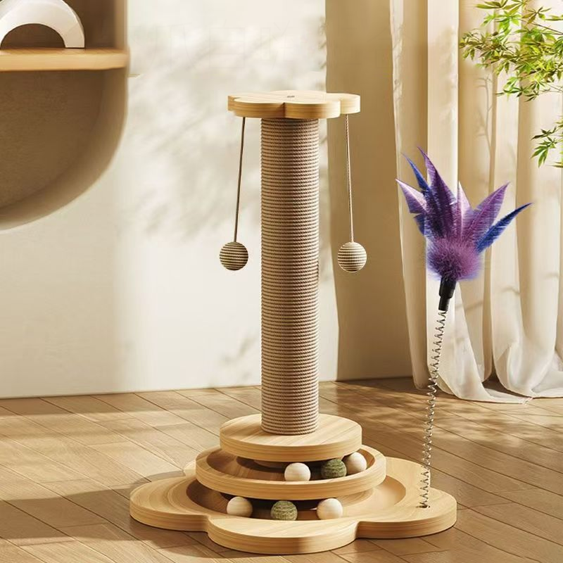 🐾 2026 Sale — Over 13,900 Sold! 🐱 Multifunctional Cat Activity Center with Scratcher and Toys – Sisal Post, Ball Track & Feather Toy 🎯