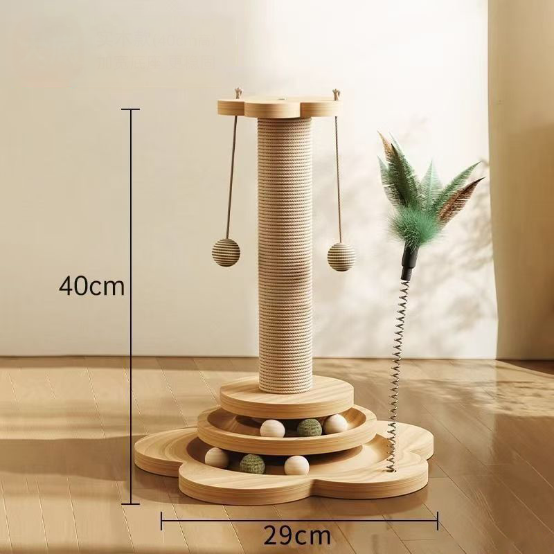 🐾 2026 Sale — Over 13,900 Sold! 🐱 Multifunctional Cat Activity Center with Scratcher and Toys – Sisal Post, Ball Track & Feather Toy 🎯