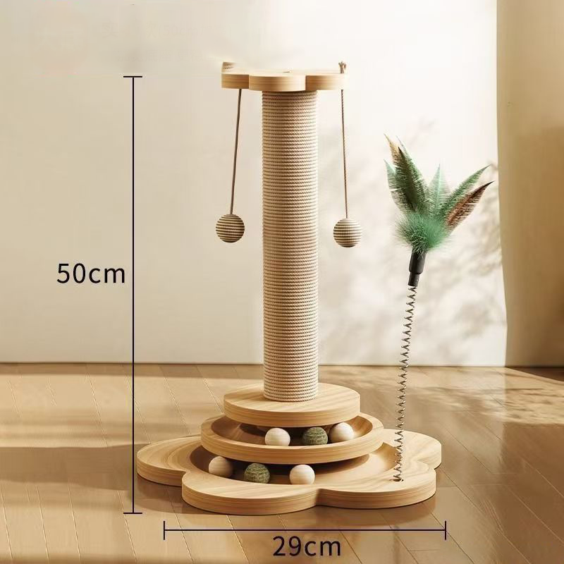 🐾 2026 Sale — Over 13,900 Sold! 🐱 Multifunctional Cat Activity Center with Scratcher and Toys – Sisal Post, Ball Track & Feather Toy 🎯