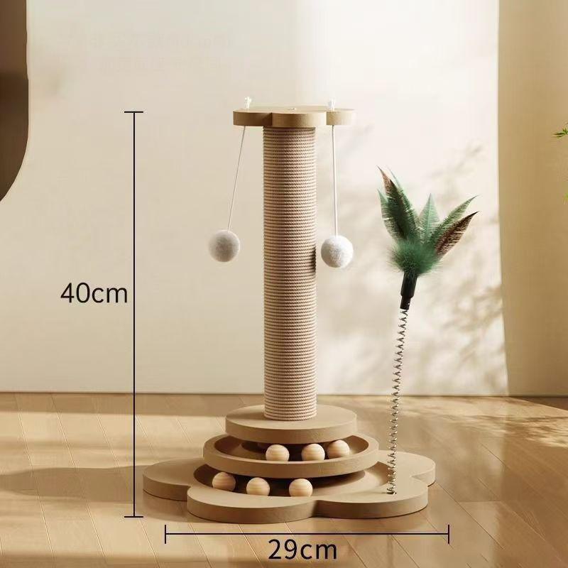 🐾 2026 Sale — Over 13,900 Sold! 🐱 Multifunctional Cat Activity Center with Scratcher and Toys – Sisal Post, Ball Track & Feather Toy 🎯