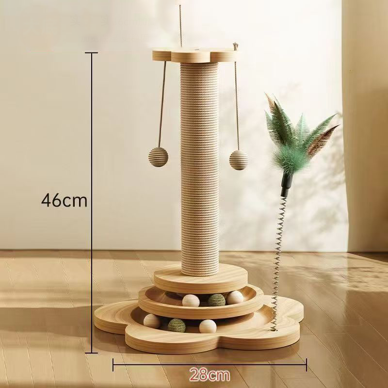 🐾 2026 Sale — Over 13,900 Sold! 🐱 Multifunctional Cat Activity Center with Scratcher and Toys – Sisal Post, Ball Track & Feather Toy 🎯