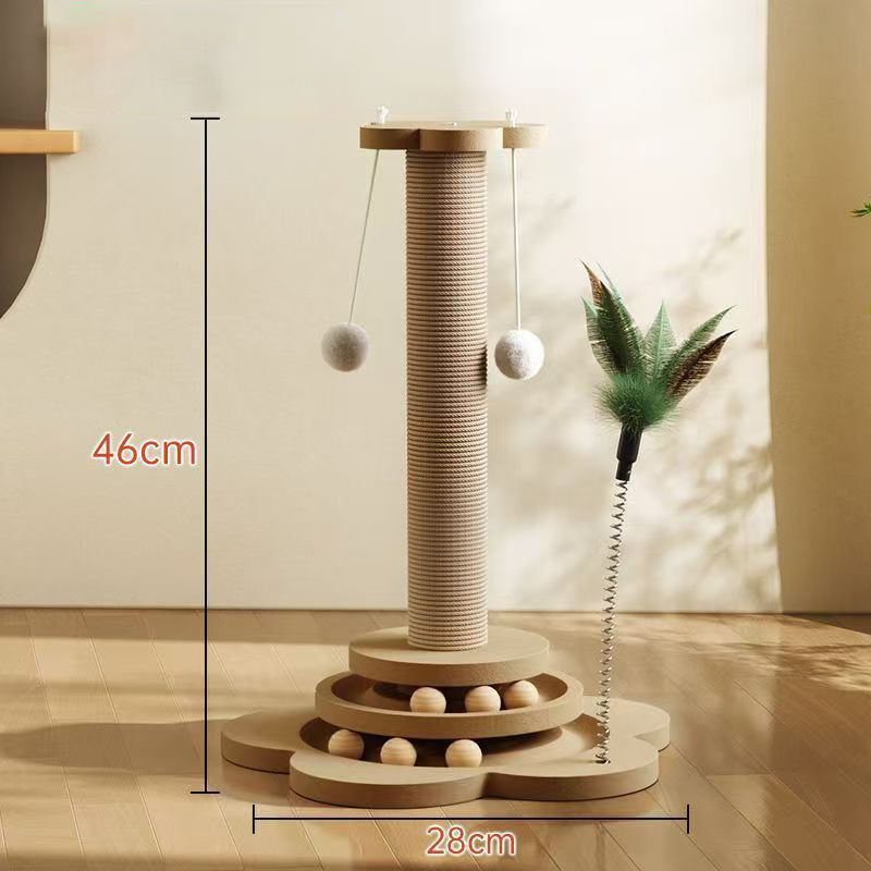 🐾 2026 Sale — Over 13,900 Sold! 🐱 Multifunctional Cat Activity Center with Scratcher and Toys – Sisal Post, Ball Track & Feather Toy 🎯