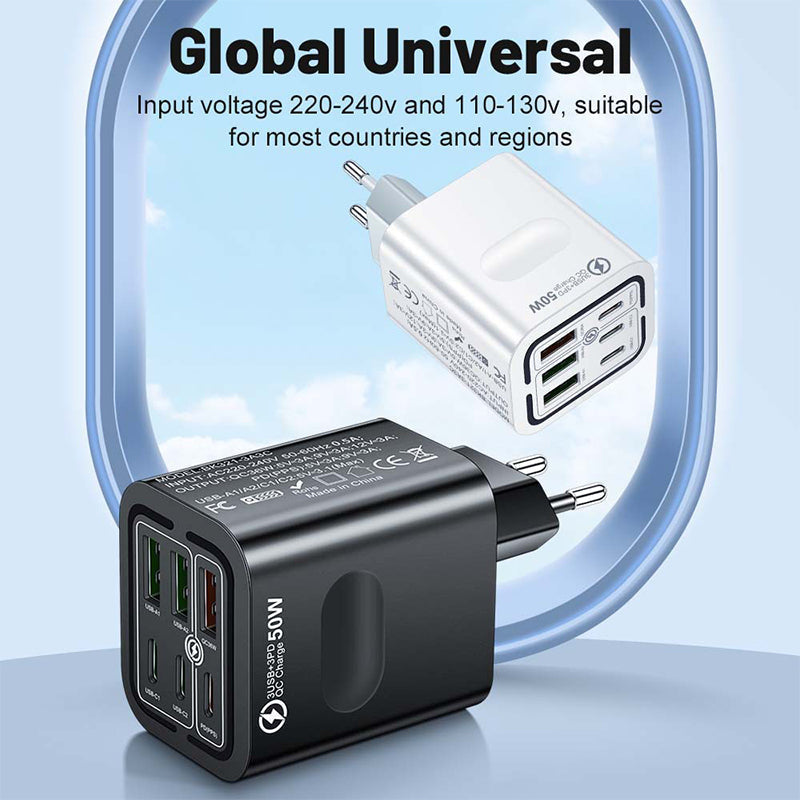 📢📢50% OFF⏰ 50W 6-Port USB C Wall Charger