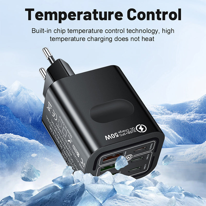 📢📢50% OFF⏰ 50W 6-Port USB C Wall Charger