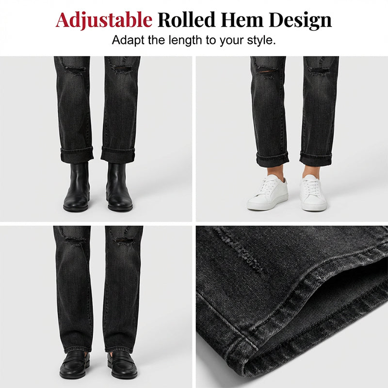👖 LIMITED-TIME 50% OFF! ✨ Women's Ripped Straight-Leg Jeans – High-Waist, Distressed, Stretchy 🆒