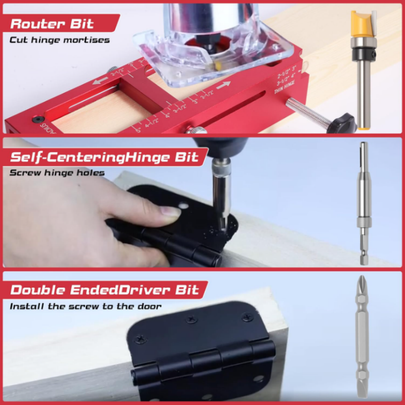 ⏳Time-Limited Special⏰Adjustable Door Hinge Mortise Jig Kit – Precision Routing, Quick Setup & Perfect for Carpenters, Joiners & DIY Home Renovations 🔧✨