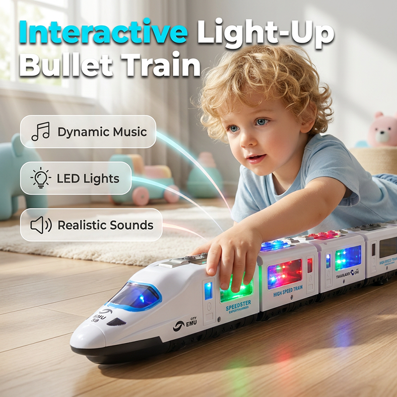🚄 LIMITED-TIME 50% OFF! ✨ Electric Bullet Train Toy – Light-Up, Bump & Go, with Music 🎵