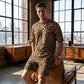 Men's Stylish Leopard Print Short-Sleeve Top & Shorts Set