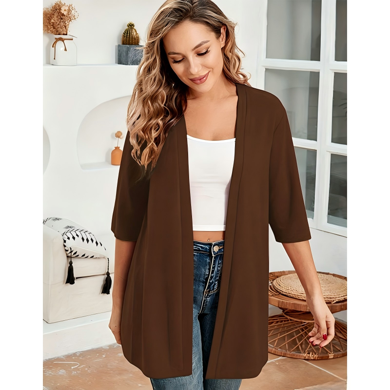 Women's Plus Size Open Front Cardigan