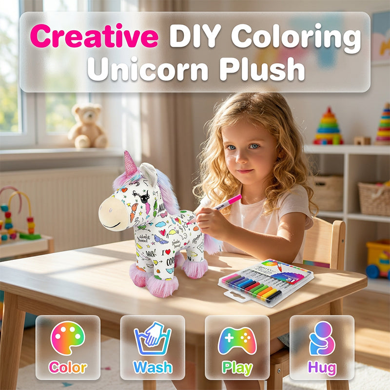 🦄Last day sale 50% OFF🔥DIY Color-In Unicorn Plush Toy Kit