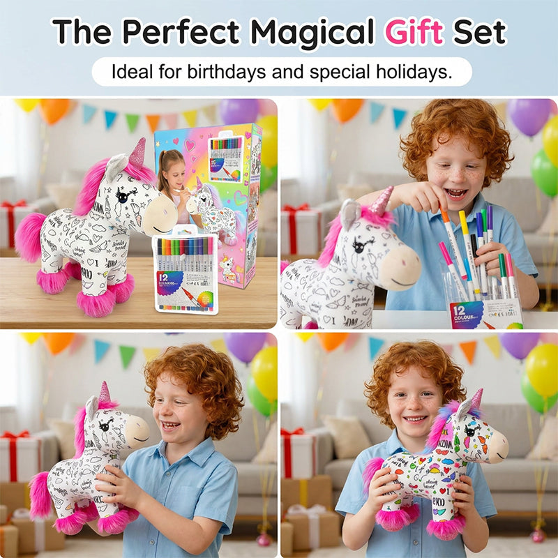 🦄Last day sale 50% OFF🔥DIY Color-In Unicorn Plush Toy Kit