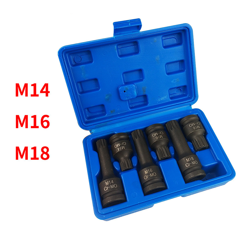 1/2" Drive Triple Square Spline Bit Socket Set