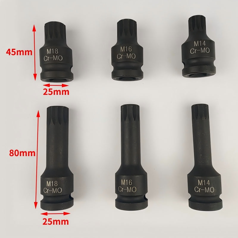 1/2" Drive Triple Square Spline Bit Socket Set