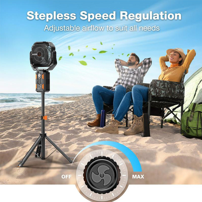 Camping Fan with Detachable Tripod, 30000mAh Rechargeable Fan with LED Lights & 270° Pivot,4 in 1 Cordless Camping Fan, Remote Control Shaking Head Desk Fan for Camping Tent Travel Bedroom Portable Motor summerwins
