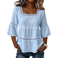 🌸 LIMITED-TIME 50% OFF! 💥 Elegant Square Neck Summer Blouse – Boho Lace, Bell Sleeves, Tiered Flow ✨